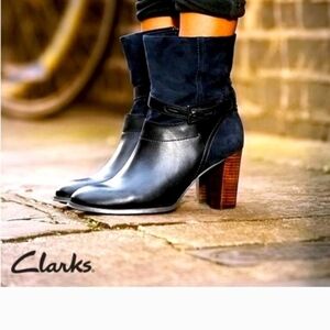 Clarks Women's Navy Heeled Boots